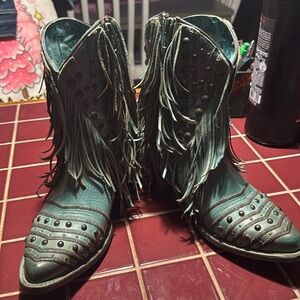 Corral turquoise fringed boots.  Worn twice.